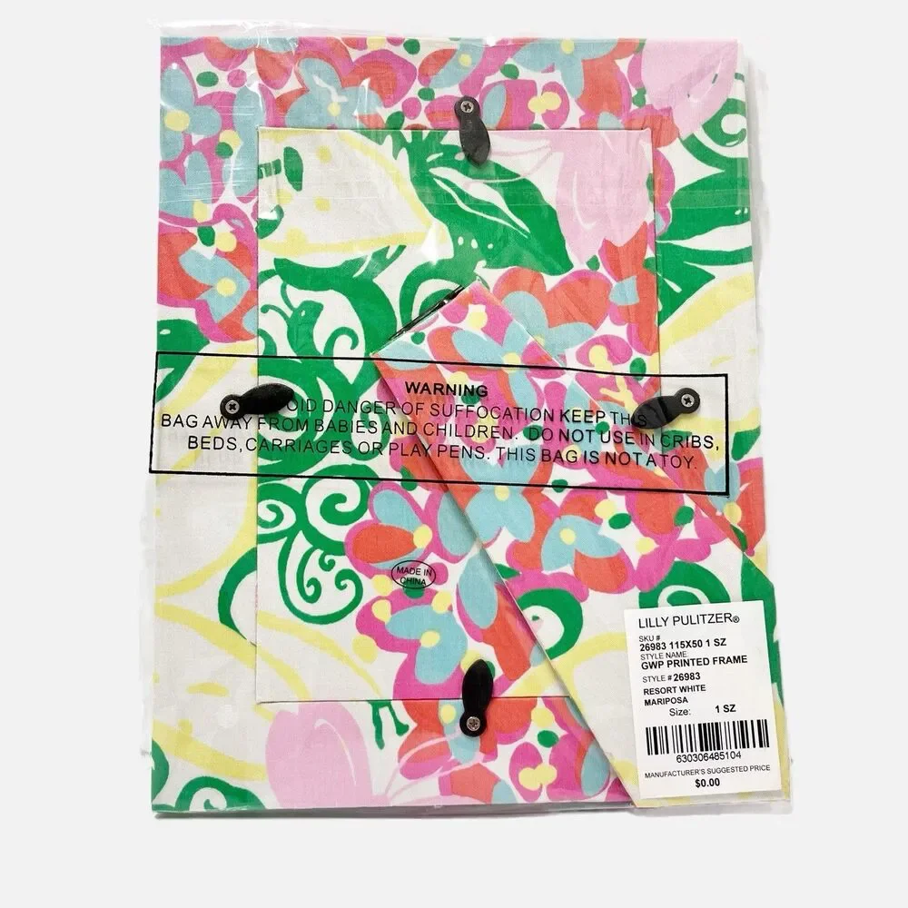 Lily Pulitzer Resort White Mariposa Floral Picture Frame Size  4 X 6 NWT